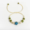 Handmade Ceramic Star Bracelet – Adjustable Braided Wax Cord Blue Charm Jewelry for Women