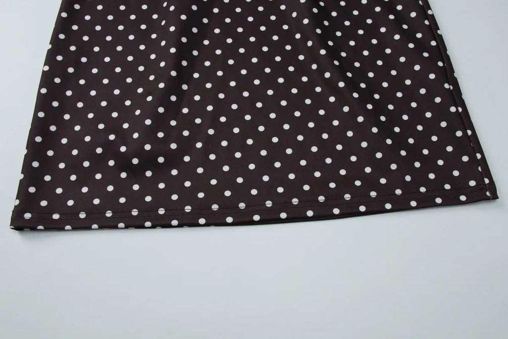 Polka Dot Tie-Up Bodycon Hip Wrap Mini Dress