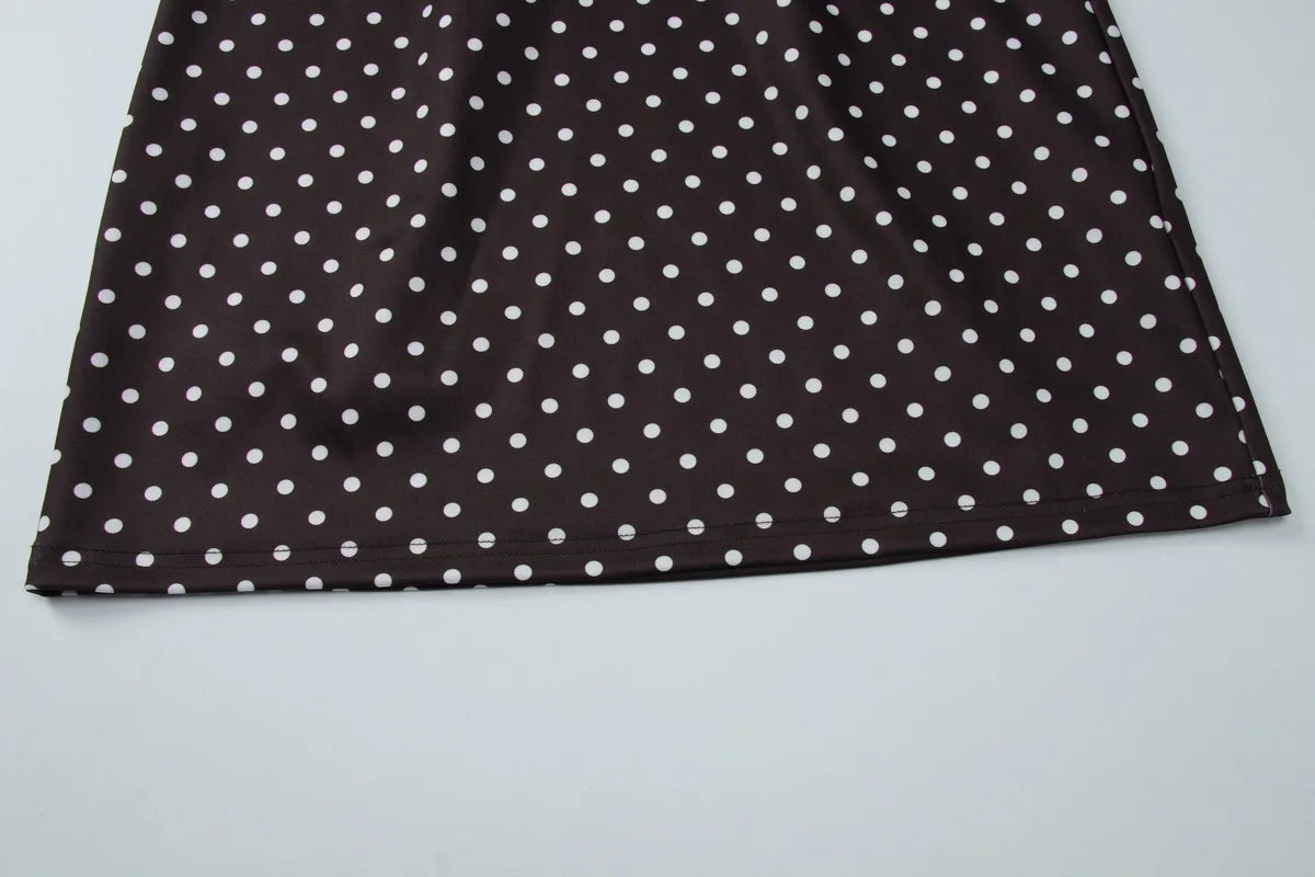 Polka Dot Tie-Up Bodycon Hip Wrap Mini Dress