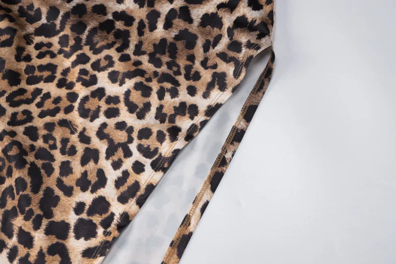 Leopard Print Chain Strap Maxi Dress