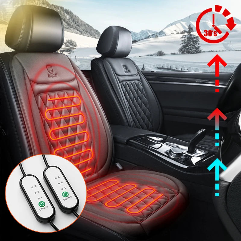 12V Heated Car Seat Cushion | Winter Warmer Seat Cover with 3 Heat Modes