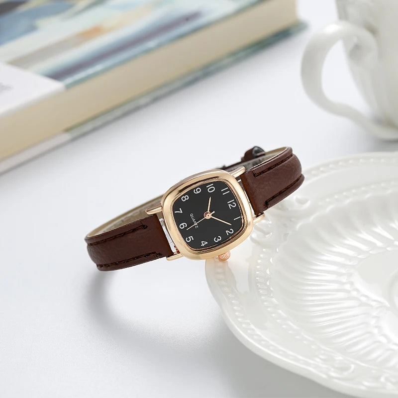 Fashion Small Dial Women's Quartz Watch – Leather Band Wristwatch