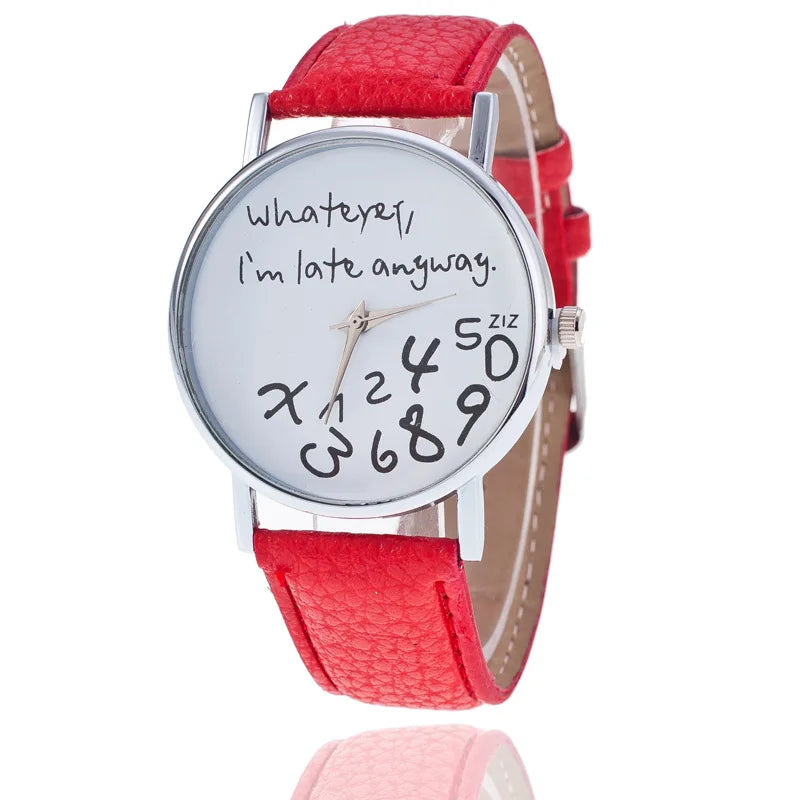 Funny Quote Watch for Women – Leather Strap Big Dial Quartz