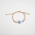 Handmade Blue & Green Star Ceramic Bead Bracelet – Adjustable Woven Wax Cord Artisan Jewelry