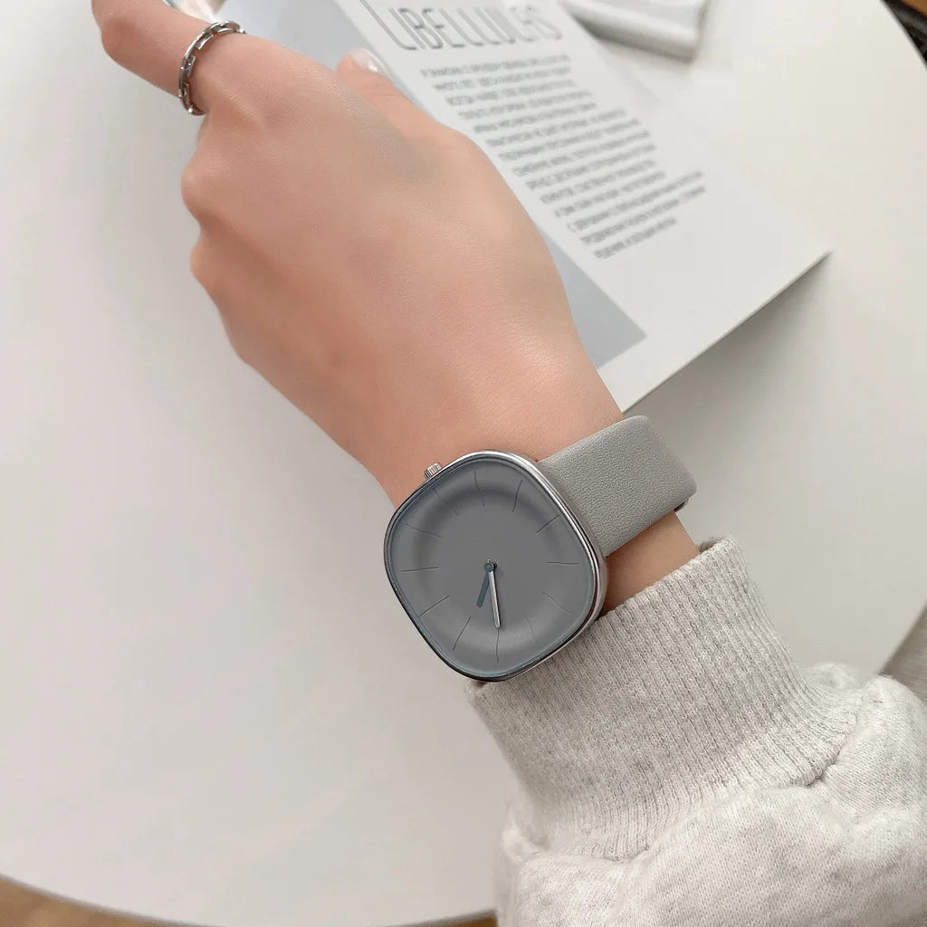 Women’s Square Minimalist Watch – Leather Strap Quartz Timepiece