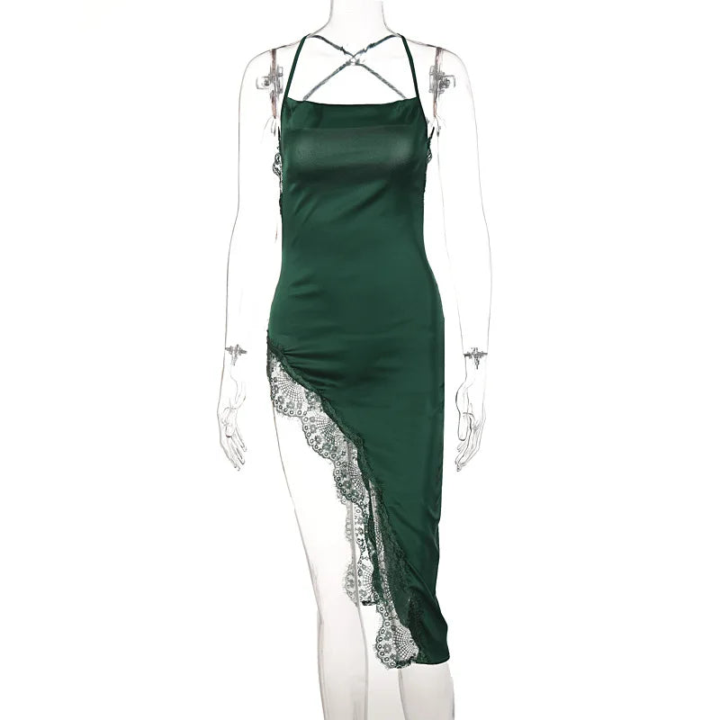 Sexy Lace Backless Bodycon Midi Dress