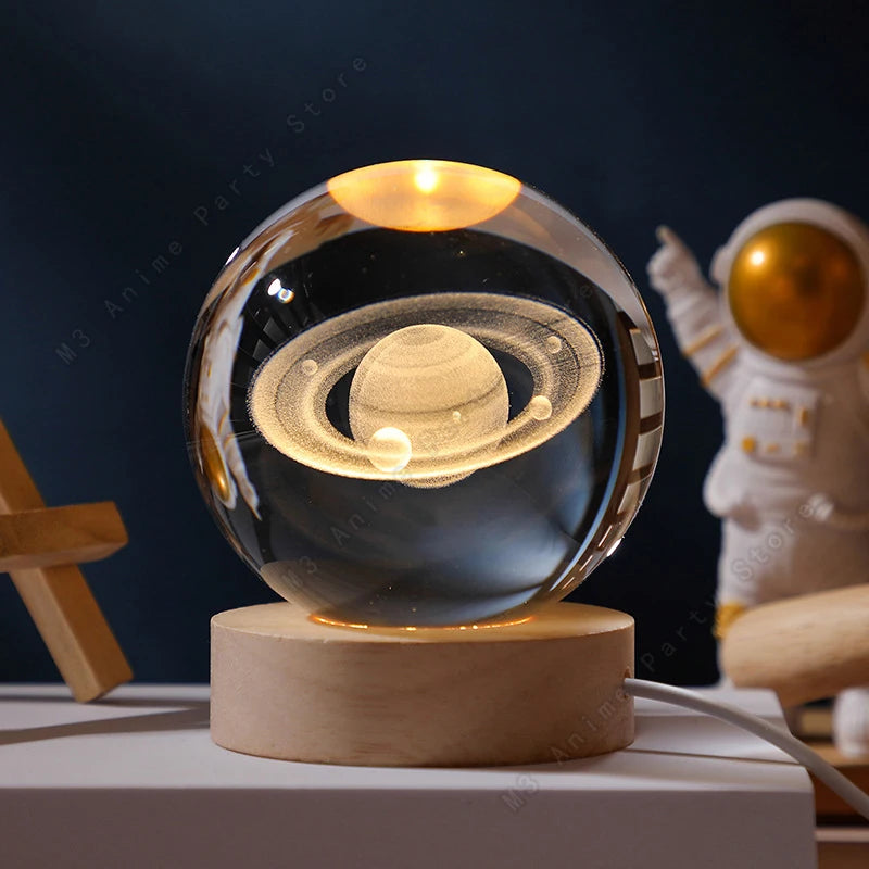 3D Crystal Ball Night Light - LED Galaxy Lamp for Kids' Birthday Gift