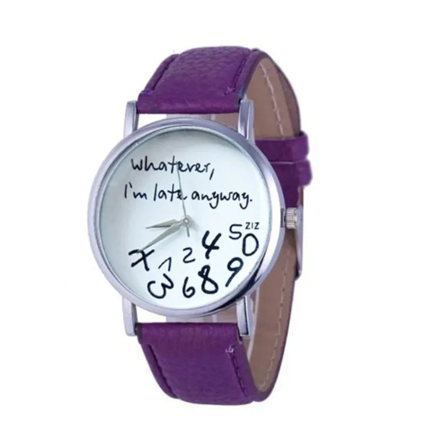 Funny Quote Watch for Women – Leather Strap Big Dial Quartz