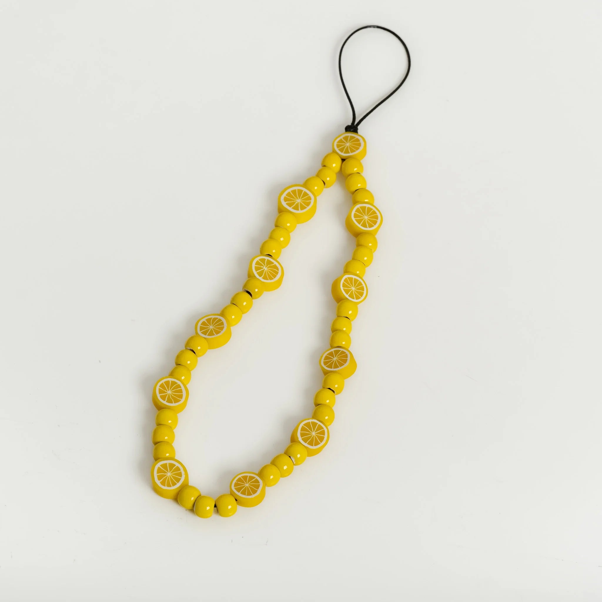 Handmade Fresh Lemon Ceramic Phone Charm – Braided Wax Cord Gift Accessory