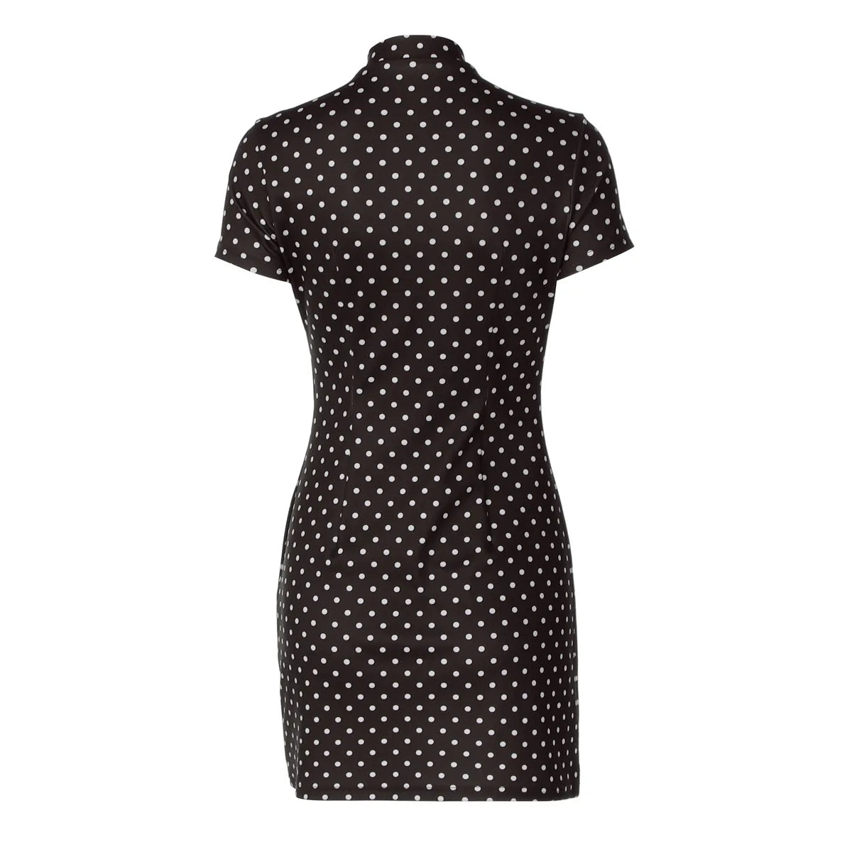 Polka Dot Tie-Up Bodycon Hip Wrap Mini Dress