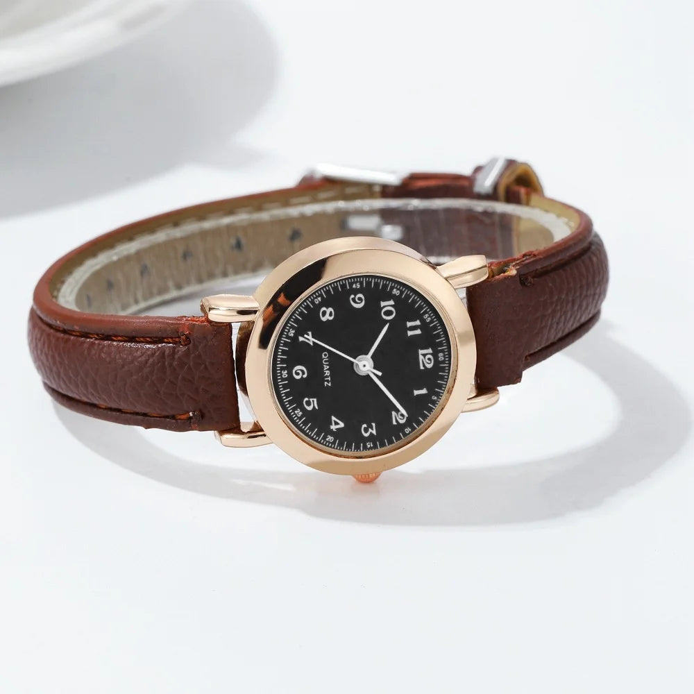 Fashion Small Dial Women's Quartz Watch – Leather Band Wristwatch