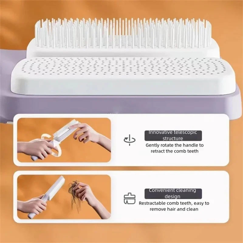 Self-Cleaning Hairbrush – One-Click Hair Removal Detangling Brush