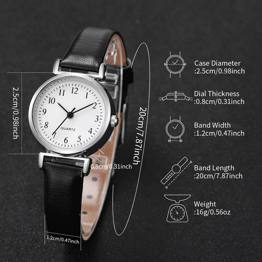 Fashion Small Dial Women's Quartz Watch – Leather Band Analog Wristwatch